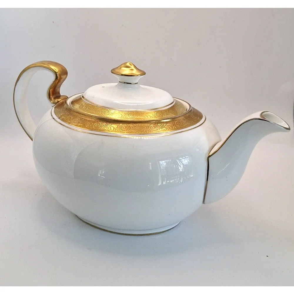 Vintage Aynsley Argosy 8360 Teapot England Bone China Heavy Gold Gilt Rare